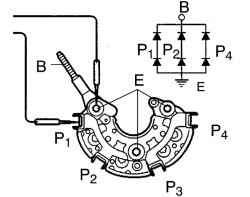 Схема проверки проводимости контактов выпрямительного блока