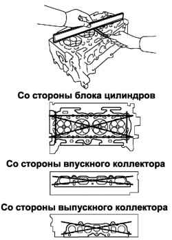 Проверка головки блока цилиндров на отсутствие деформации