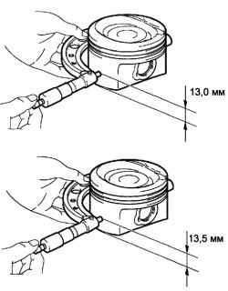 Проверка поршня в сборе с поршневым пальцем