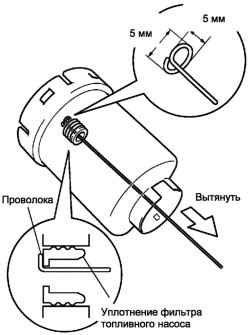 Снятие прокладки топливного фильтра